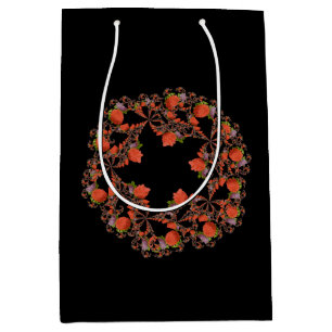 Flower star fractal red black purple medium gift bag