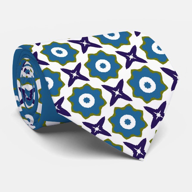 Flower Star Pattern Neck Tie (Rolled)