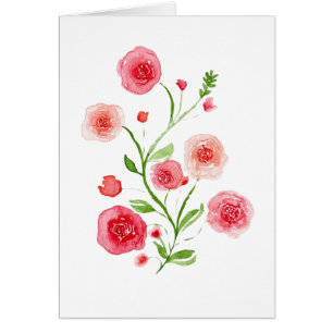 Flower Stem Watercolor Print Greeting Card