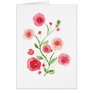 Flower Stem Watercolor Print Greeting Card