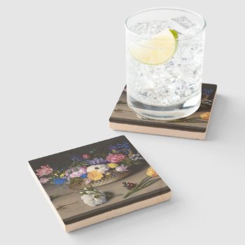 Flower Still Life Bosschaert Dutch Painting Art Stone Coaster by Then_Is_Now at Zazzle