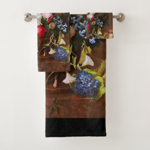 Flower Still Life Of Roses Tulips And Violets Bath Towel Set