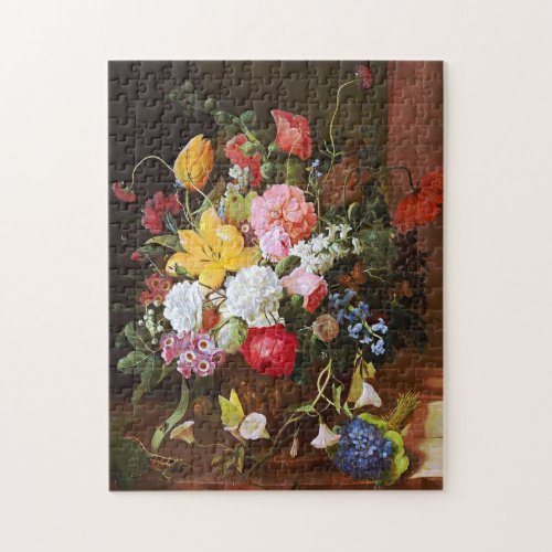 Flower Still Life Of RosesTulips And Violets Jigsaw Puzzle