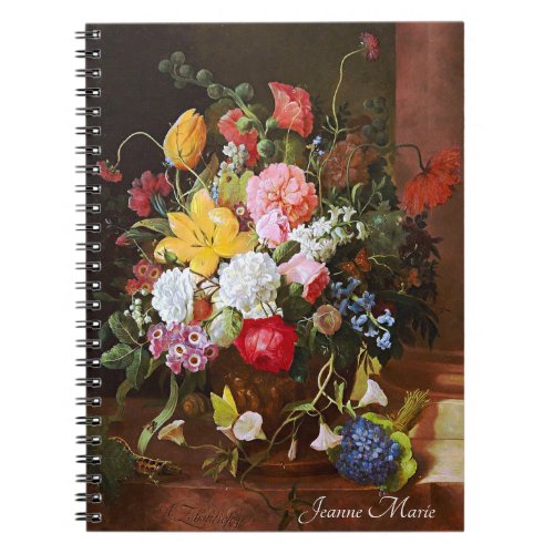 Flower Still Life Of Roses Tulips And Violets Notebook