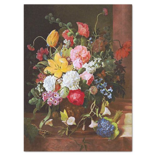 Flower Still Life Of Roses Tulips And Violets Tissue Paper