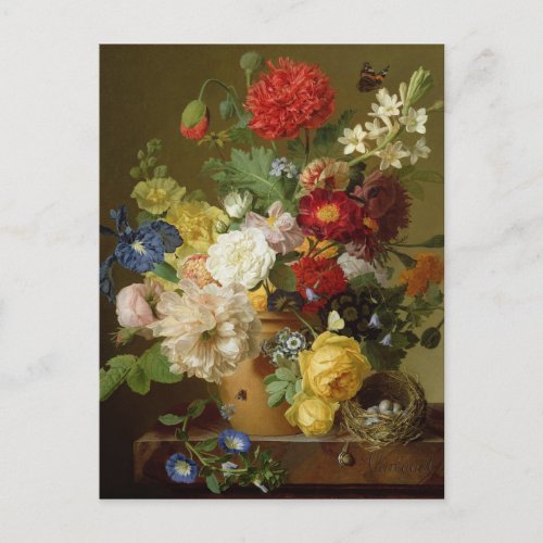 Flower Still Life on a marble ledge 1800_01 Postcard