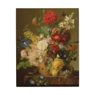 Flower Still Life on a marble ledge, 1800-01 Wood Wall Decor