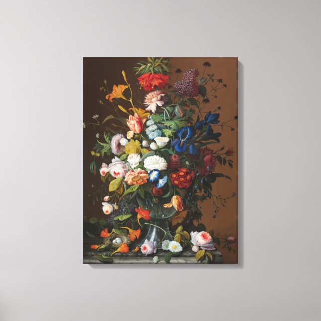 Flower Still Life with Bird's Nest Severin Roesen Canvas Print (Front)