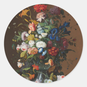 Flower Still Life with Bird's Nest Severin Roesen Classic Round Sticker