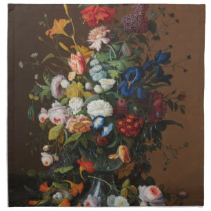 Flower Still Life with Bird's Nest Severin Roesen Cloth Napkin