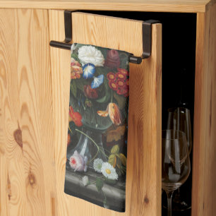 Flower Still Life with Bird's Nest Severin Roesen Kitchen Towel