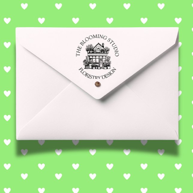 Flower Storefront Rubber Stamp (Personalize your crafts or business with a charming Flower Storefront Rubber Stamp.)