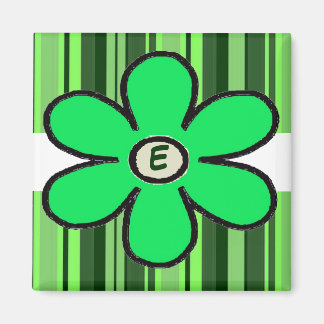 Flower Stripe Initial Magnet