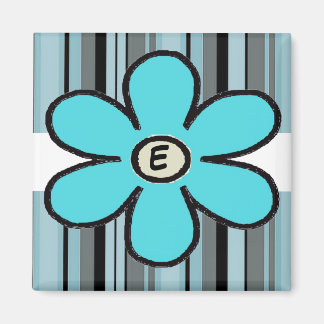 Flower Stripe Initial Magnet