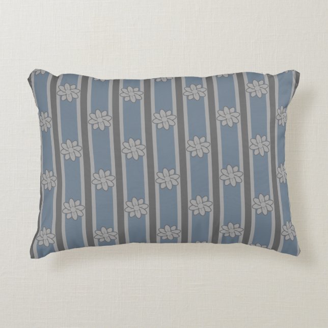 Flower Striped Accent Pillow (Front)