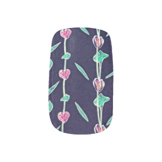 Flower stripes minx nail art