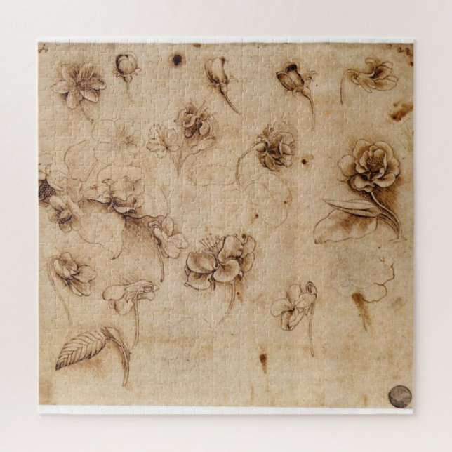 Flower Study – Leonardo da Vinci (1500) Jigsaw Puzzle (Vertical)