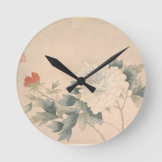 Flower Study - Yun Bing (Chinese) Round Clock