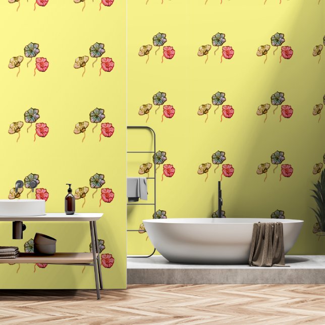 FLOWER STYLE DESIGN WALLPAPER  (Bathroom)