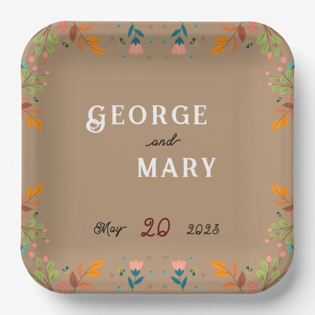 Flower style   paper plates (Front)
