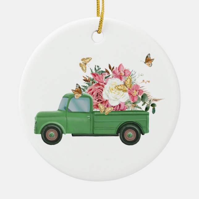 Flower Sublimation Designs Ceramic Ornament (Front)