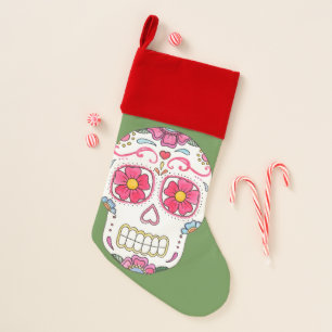 Flower Sugar Skull Christmas Stocking