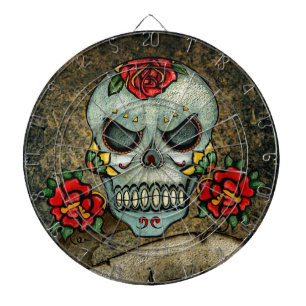 Flower Sugar Skull Dartboard With Darts