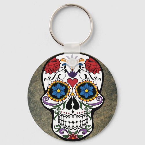 Flower Sugar Skull Keychain