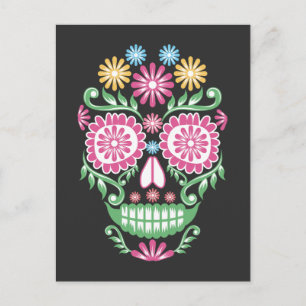 Flower Sugar Skull Mexican Day of the Dead Mexico Postcard