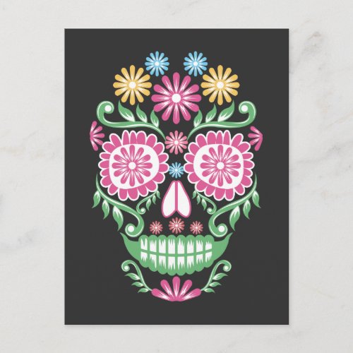 Flower Sugar Skull Mexican Day of the Dead Mexico Postcard