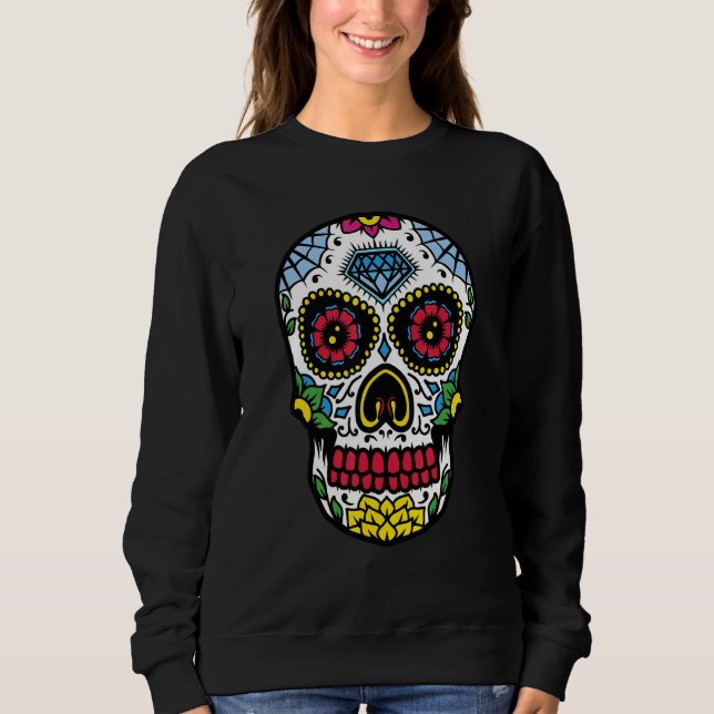 Flower Sugar Skull Souls Day Muertos Day Of Dead H Sweatshirt (Front)