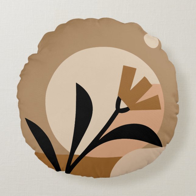 Flower Sun Boho Round Pillow (Front)