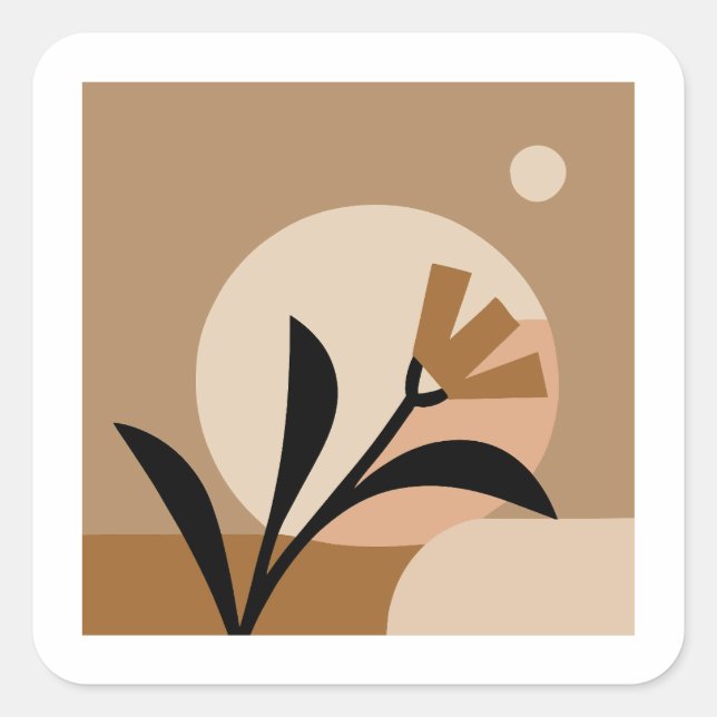 Flower Sun Boho Square Sticker (Front)