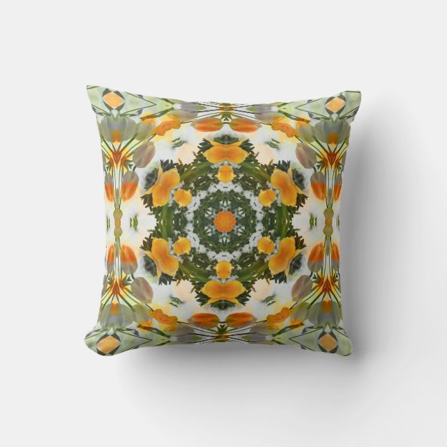 Flower Sun Burst Mid Century Modern Throw Pillow (Front)