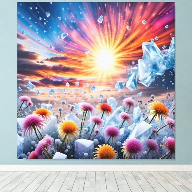 Flower Sunset Canvas Print (Insitu(Wood Floor))