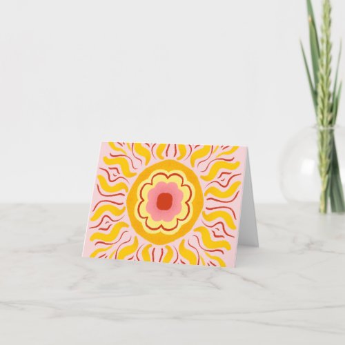 Flower sunshine _ yellow  pastel pink thank you card