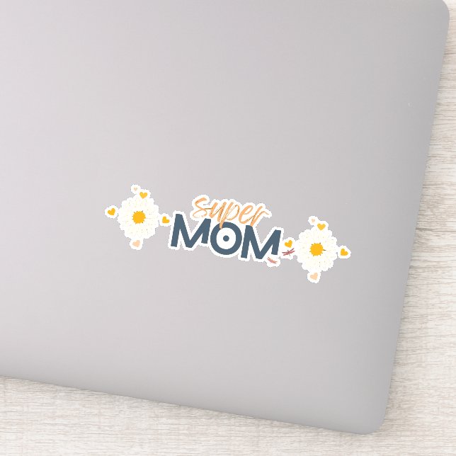 Flower Super MOM  Sticker (Detail)
