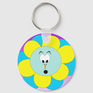 Flower Surprised By Bee Keychain
