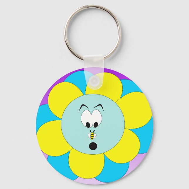 Flower Surprised By Bee Keychain (Front)