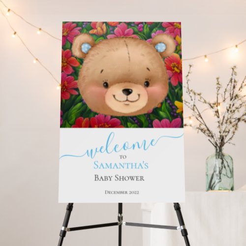 Flower Teddy Boy Blue Foam Board