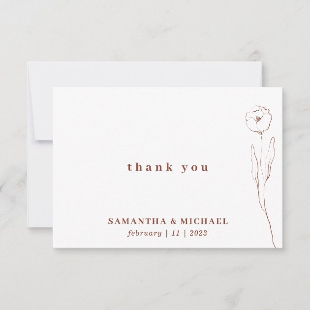 Flower Terracotta Indie botanical thank you name Invitation