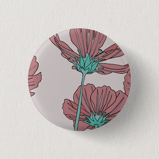 Flower theme, poppy design button (Front)