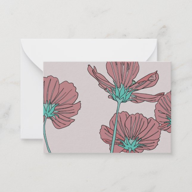 Flower theme, poppy design note card (Front)