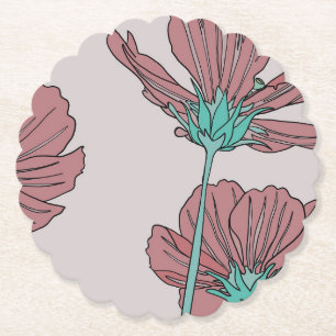 Flower theme, poppy design paper coaster