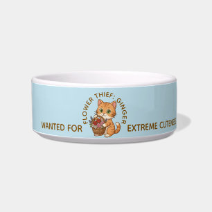 Flower Thief: Artistic Ginger Cat Illustration Bow Bowl