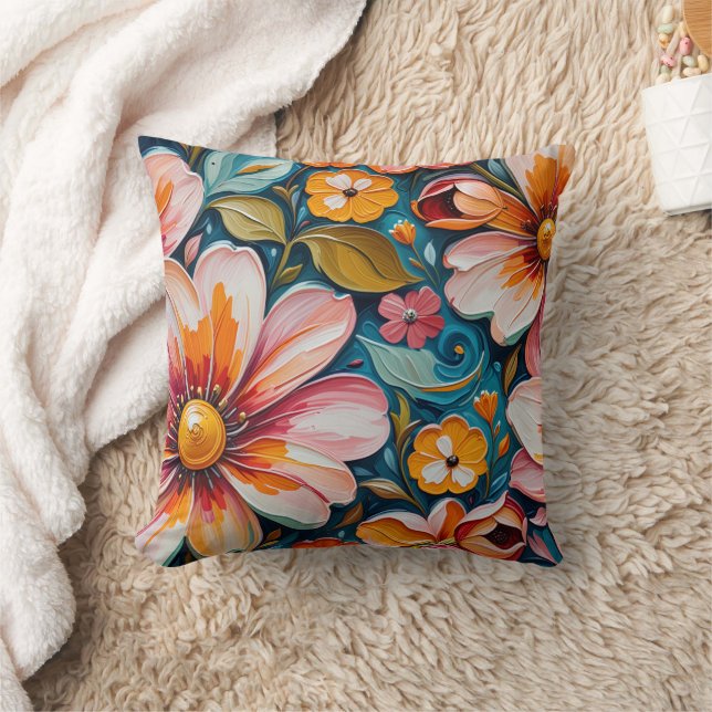 Flower Throw Pillow (Blanket)