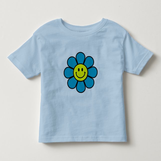 Flower Toddler Ringer T-Shirt (Blue) (Front)