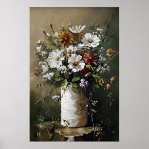 Flower toilet paper roll print, botanical bathroom poster
