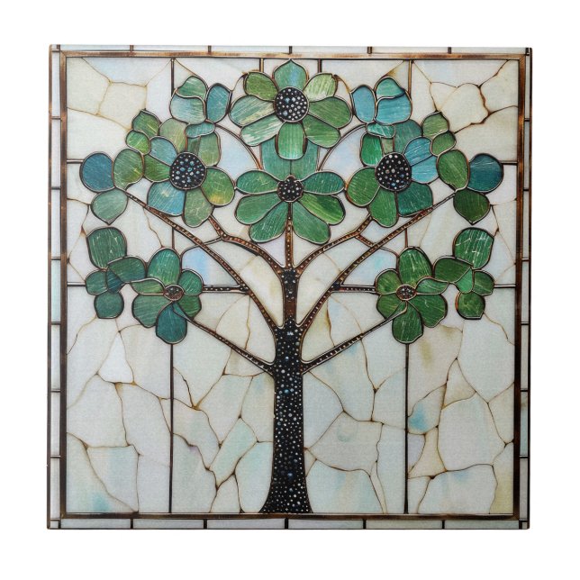 Flower Tree Ceramic Tile (Front)