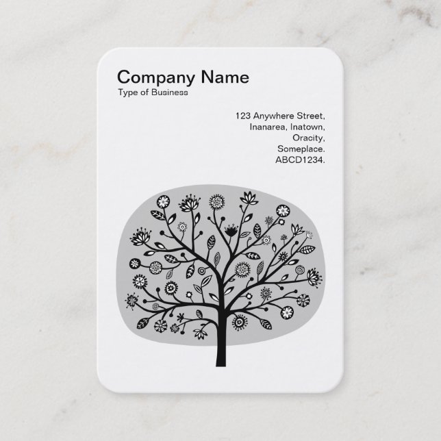 Flower Tree II - Light Gray Business Card (Front)